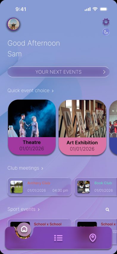 Campus Events, home screen light