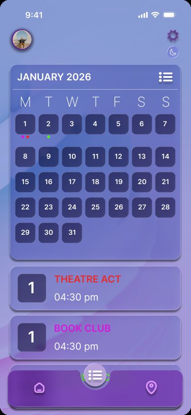 Campus Events, monthly calendar light