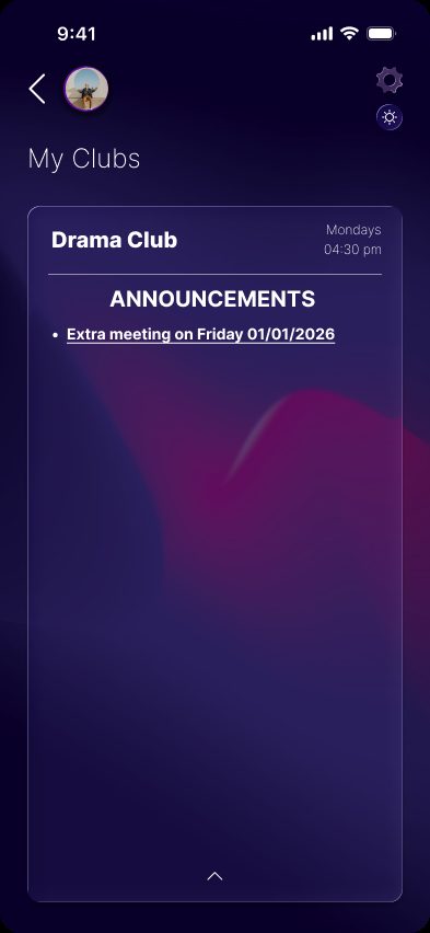 Campus Events, my clubs - example