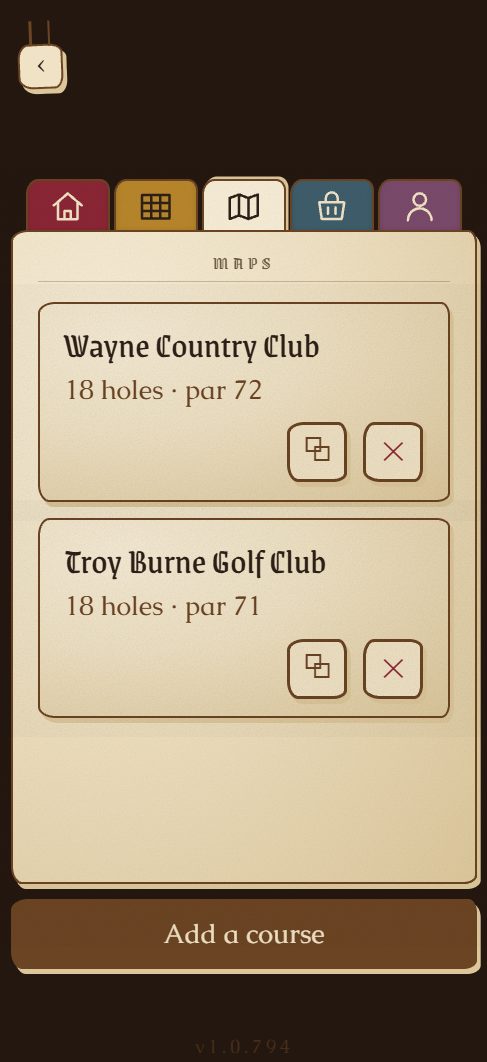 GolfQuest, mappe