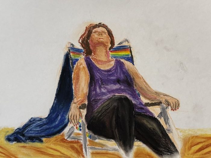 La figura, figure drawing 1, pastelli su carta bianca