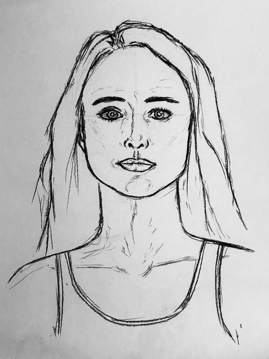 La figura, feature placement portrait 1, carboncino